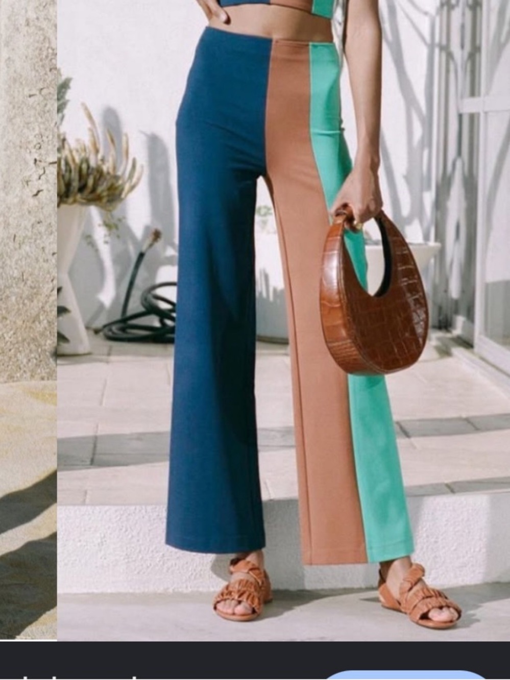 Staud Connor Color Block Pant Navy Tan Marine XS